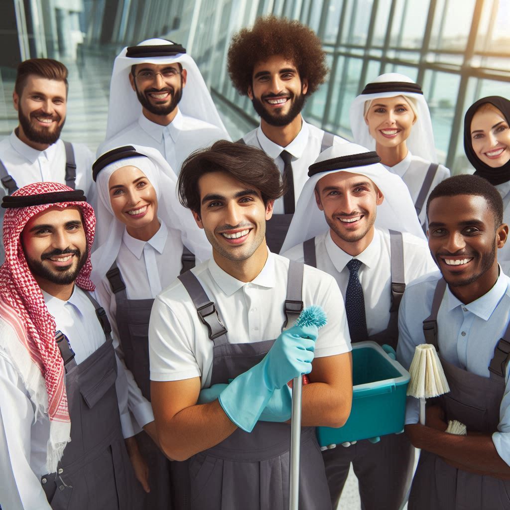 Group of cleaners working in qatar